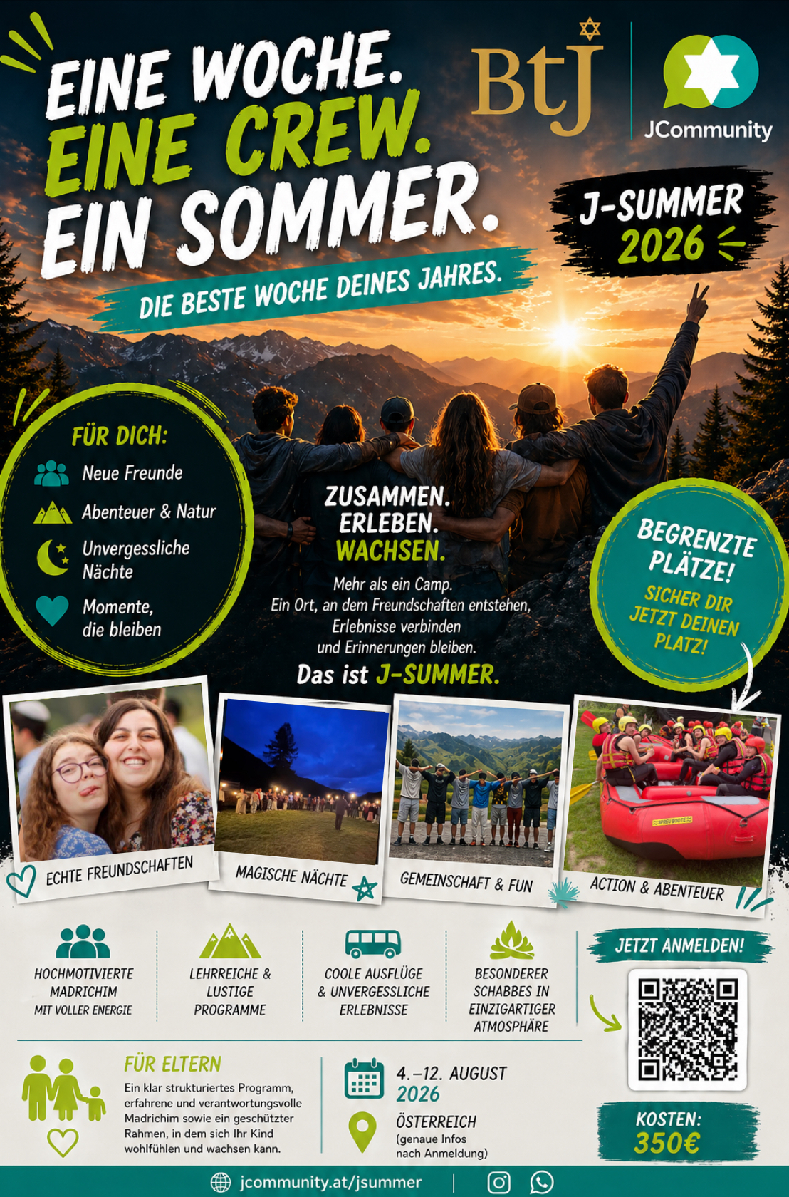 J-Summer 2026 – Eine Woche. Eine Crew. Ein Sommer. 4.–12. August 2026 in Österreich.